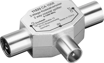 Produktbild von Antennenverteiler / T-Adapter, 2x IEC/Koax-Buchse - IEC/Koax-Stecker, Metallausführung