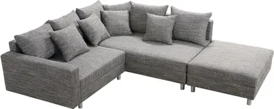 Produktbild von Wohnlandschaft Couch Ecksofa Eckcouch Gewebestoff hellgrau Minsk OT R