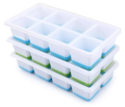 Eiswürfelformen, 3er-Set, Silikon, BPA-frei, stapelbar, 24 Würfel
