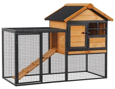 Produktbild von Famanu Kaninchenstall - 2 Etagen - Wetterfest - Mit Abnehmbarer Schublade - 122x63x92 cm