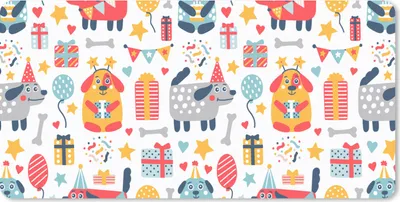 Produktbild von MuchoWow® Mauspad Mousepad Schnittmuster - Geburtstag - Hund 60x30 cm - Mousepads - Maus Mat - Pad - Mausunterlage - Nachhaltig