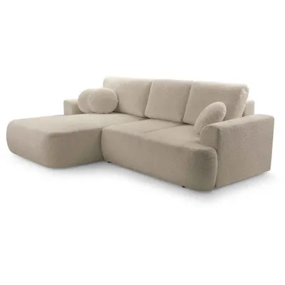 Produktbild von BEAUTYSOFA Ecksofa mit Schlaffunktion VENTO, Ottomane Links, L-Form, Farbe: Cappuccino (Coral50)