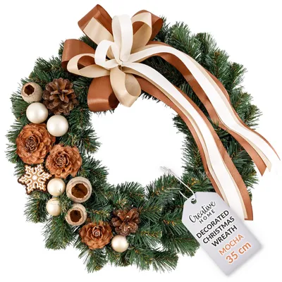 Obrázek produktu pro Creative Home Vánoční věnec Mocha věnec na dveře 35 cm