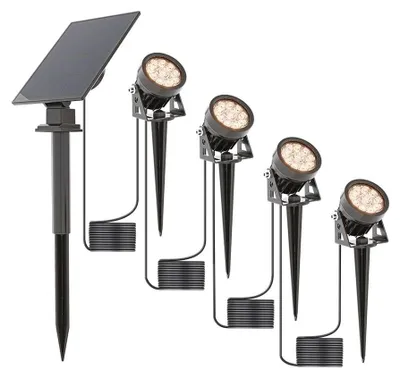 Produktbild von hoftronic Solar Gartenstrahler 4x 2W 3000K IP65 Schwarz