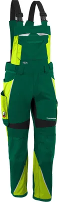 Produktbild von Qualitex Arbeitshose - moderne Latzhose IRON aus Lyocell, Cordura & Stretch - Reflexelemente - in Farbe: grün/warngelb - Herren: 118