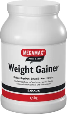 Produktbild von MEGAMAX Power & Sport Weight Gainer Pulver Schoko-Geschmack, 1500 g Pulver