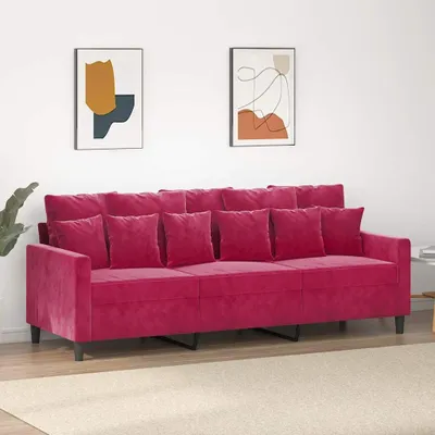 Obrázok produktu pre vidaXL 3-miestna pohovka Vínovočervená 180 cm Velvet