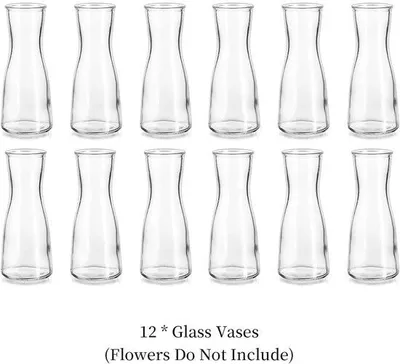 Produktbild von Famanu Glasvase Set - 12 moderne, transparente Vasen für Tischdekoration
