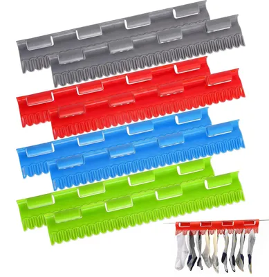 Productafbeelding van Sokkenhouders voor wasrek - 8 stuks - Kunststof - Sokkenophangers