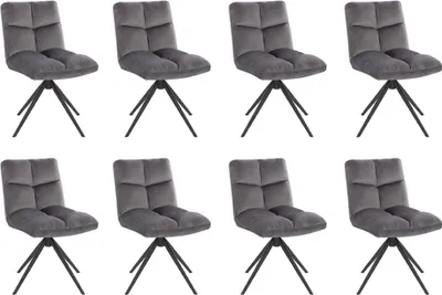 Produktbild von HOME DELUXE - Esszimmerstuhl NODA 8er Set - Farbe: Hellgrau - 360 Grad drehbar, weiche Polsterung, bis 120 kg belastbar I Küchenstuhl Speisestühle Esszimmerstühle