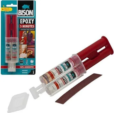 Produktbild von Bison – Epoxidkleber für Metall, Stein, Beton – flüssiger Stahl transparent – 2 Komponenten – super stark