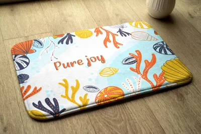 Produktbild von Badteppich Saugfähige - Badezimmer Teppich - Rutschfester Badvorleger Badematte - 75x45 cm - Muscheln am Meer