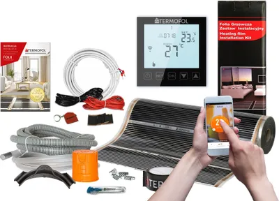 Produktbild von Termofol Elektrische Fußbodenheizung Heizfolie 230V mit Thermostat WiFi, Schwarz, Leistung 220 W/m2, 2m²