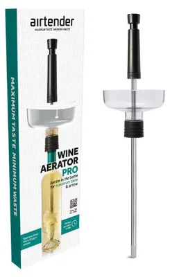 Obrázek produktu pro Provzdušňovač vína Airtender Pro (stříbrný, nerezová ocel, zátka na víno)