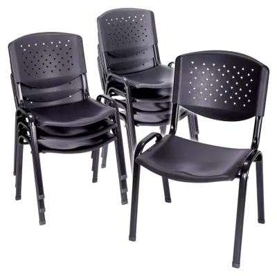 Produktbild von Bürostuhl 8er Set Konferenzstuhl Besucherstuhl schwarz 48 x 54 x 79 cm Stapelstuhl Metallrahmen stabil Sitzfläche Kunststoff
