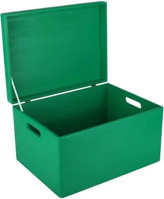 Produktbild von Creative Deco XXL Grün Große Holzkiste Aufbewahrungsbox Spielzeug | 40 x 30 x 24 cm (+/- 1cm) | Mit Deckel zum Dekorieren Aufbewahren | Mit Griff | Perfekt für Dokumente, Wertsachen und Werkzeuge