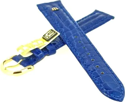 Produktbild von Maurice Lacroix Echt Kroko Chrono Uhrenarmband royalblau Krokodilleder, Stegbreite:20mm, Schließe:Gelbgolden