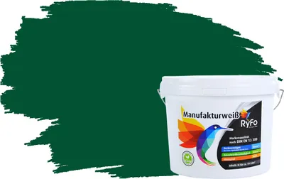 Produktbild von RyFo Colors Bunte Wandfarbe Manufakturweiß Wacholdergrün 3l - weitere Grün Farbtöne und Größen erhältlich, Deckkraft Klasse 1, Nassabrieb Klasse 1