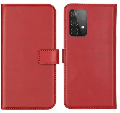 Imagen del producto de Funda de Cuero Auténtico tipo Libro para Samsung Galaxy A52(s) (5G/4G) - Rojo