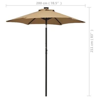 Image de vidaXL Parasol avec éclairage LED Taupe 200x211 cm Alu