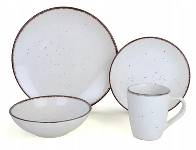 Produktbild von Tafelservice Prima Deco Kamionka Keramik 24-teilig weiß braun für 6 Personen