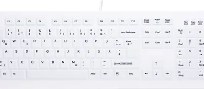 Produktbild von Active Key Hygiene Desktop Keyboard Fully Sealed Watertight USB White UK 0.4m Cable/Plug+ 1.8m Cable