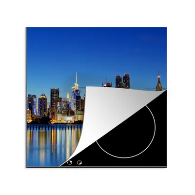 Produktbild von KitchenYeah© Herdabdeckplatte Die Skyline von New York bei Nacht , 78x78cm, Küche Deko, Glaskeramikkochfeld Herdabdeckung, Abdeckplatte fùr Kochfeld