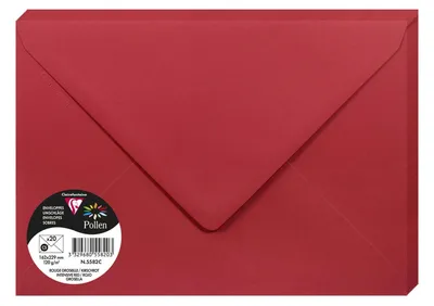 Zdjęcie produktu dla Clairefontaine 5582C, C5 (162 x 229 mm), Czerwony, C5 (162 x 229 mm), Papier, 120 g/m², 20 szt.