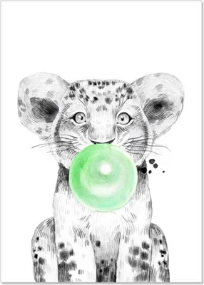 Produktbild von TPFLiving Kunstdruck LW-1325 (OHNE RAHMEN) Poster - Leinwand - Wandbild - Hochauflösender Giclée-Druck, langlebig und hochwertig - Tiere mit Luftballon, Elefant, Löwe, Giraffe, Zebra -  - Größe: 13x18cm