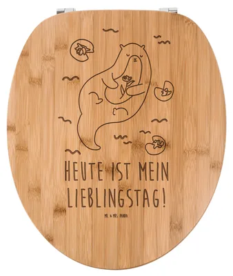 Produktbild von Mr. & Mrs. Panda WC Brille Otter Seerose - Transparent - Geschenk, Lieblingstag, Fluss, Wasser, Seeotter, Klodeckel, holz sitz, WC-Brille, Toilettendeckel