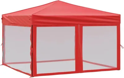 Produktbild von Partyzelt Easy Up - Pavillon - Einfach aufzubauen - Wasserdicht - Mit Seitenwänden - 3 Meter x 3 Meter - Rot