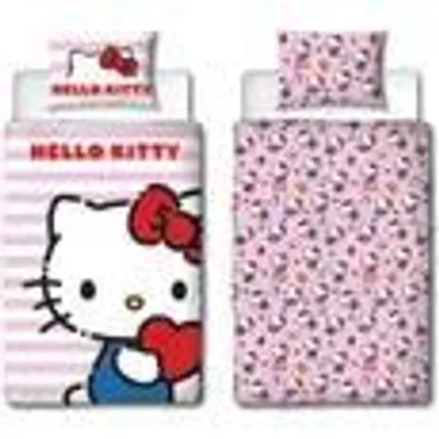 Produktbild von Wendbares Bettwäscheset – HELLO KITTY – Mikrofaser – 1 Bettbezug 140 x 200 cm + 1 Kissenbezug 63 x 63 cm