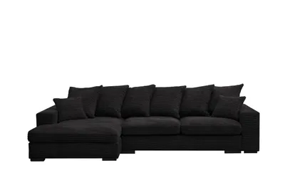 Produktbild von Kaiser Möbel Ecksofa mit schlaffunktion und bettkasten, Sofa L-form, Couch L-form Gabon stoff Zoom Schwarz Ottomane Links