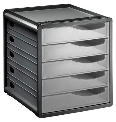Produktbild von Rotho Schubladenbox mit 5 Schubladen - Briefablage 33,5 x 28,5 x 32,0 cm - Dokumentenablage für Unterlagen in der Größe A4 - Ablagebox Kunststoff