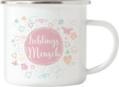 Produktbild von Lieblingsmensch Emaille Tasse Dankeschön Geschenk Danke Sagen Für Alles Beste Freundin Familie