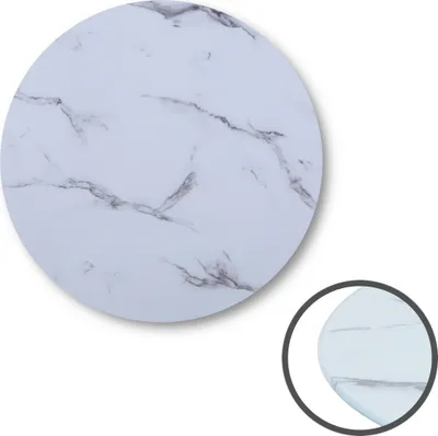 Produktbild von HOOZ Glasplatte als Tischplatte in Ø70cm Facettenschliff, Schutzplatte mit 6mm ESG Sicherheitsglas (Marmoroptik Weiß)