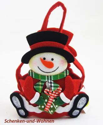 Produktbild von Filz-Tasche/Geschenktasche Schneemann bunt, ca.12 x 6 x 8 cm