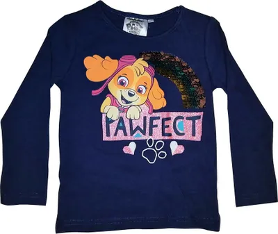 Immagine prodotto di Camicia Paw Patrol a maniche lunghe Skye con paillettes blu arcobaleno per bambini taglia 110