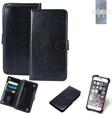 Produktbild von K-S-Trade 360° Hülle kompatibel mit Asus Zenfone 8 schwarz Kunstleder Case BookCase WalletCase Kunstlederederhülle Handyhülle, Rundumschutz Bumper