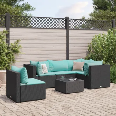 Produktbild von 2024 Gartenmöbel 6-tlg. Garten-Lounge-Set mit Kissen Schwarz Poly Rattan Gartenmöbel-Sets Garden Pleasure 5580275