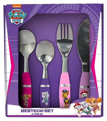 Kinderbesteck-Set, 4-teilig, Edelstahl, Paw Patrol Skye