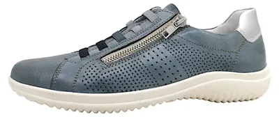 Immagine prodotto di Scarpe da donna Remonte, modello mocassino, con solette amovibili, colore blu, ideali per il tempo libero