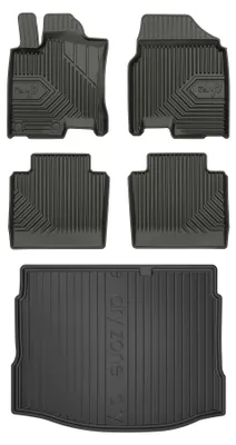 Produktbild von Gummimatten + Kofferraumwanne für Nissan Qashqai I 2006-2013 (SUV/Crossover, Standard-Kofferraum) – Schwarz, passgenau – Wielganizator