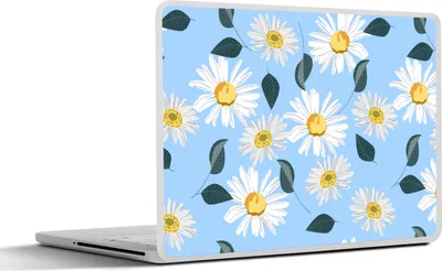 Produktbild von MuchoWow® Laptop Aufkleber Sticker Cover Gänseblümchen - Blau - Muster 25x18 cm - Laptop-Deko