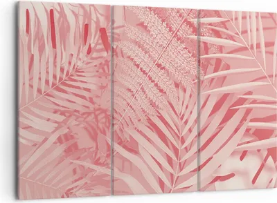 Produktbild von Bild auf Leinwand - Leinwandbild - 3 Teile - Rosa Blätter Palmen - 105x70cm - Wand Bild - Wanddeko - Wandbilder - Leinwanddruck - Bilder - Wanddekoration - Leinwand bilder - Wandbild - CE105x70-4745