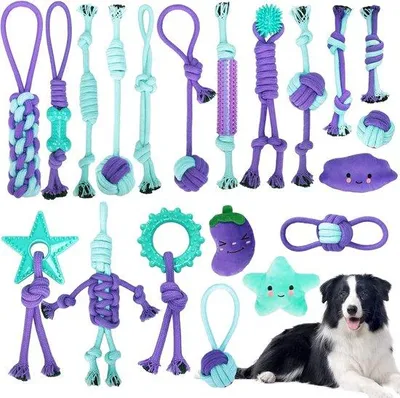 Produktbild von Famanu Set von 20 Hundespielzeugen - Kauw- und Trainingsspielzeug für kleine und mittelgroße Hunde