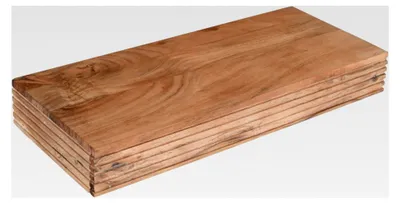 Produktbild von Wandregal Leona | mit Schublade | Akazienholz massiv | Farbe: Natur | 60x25x8 cm | Wandkonsole/Regal mit Rillenstruktur