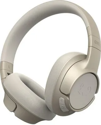 A pair of gold and beige over-ear headphones.