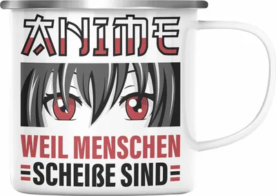 Produktbild von TRENDATION Anime Emaille Tasse Geschenk Spruch Emaille Emaille Tasse (Silber)