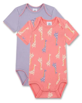Produktbild von Sanetta Baby-Body kurzarm (Doppelpack) lila & rosa Giraffe 104